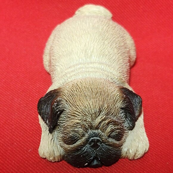 Vintage Sandicast Fawn Pug Figurine Sleeping Snoring - Picture 1 of 10